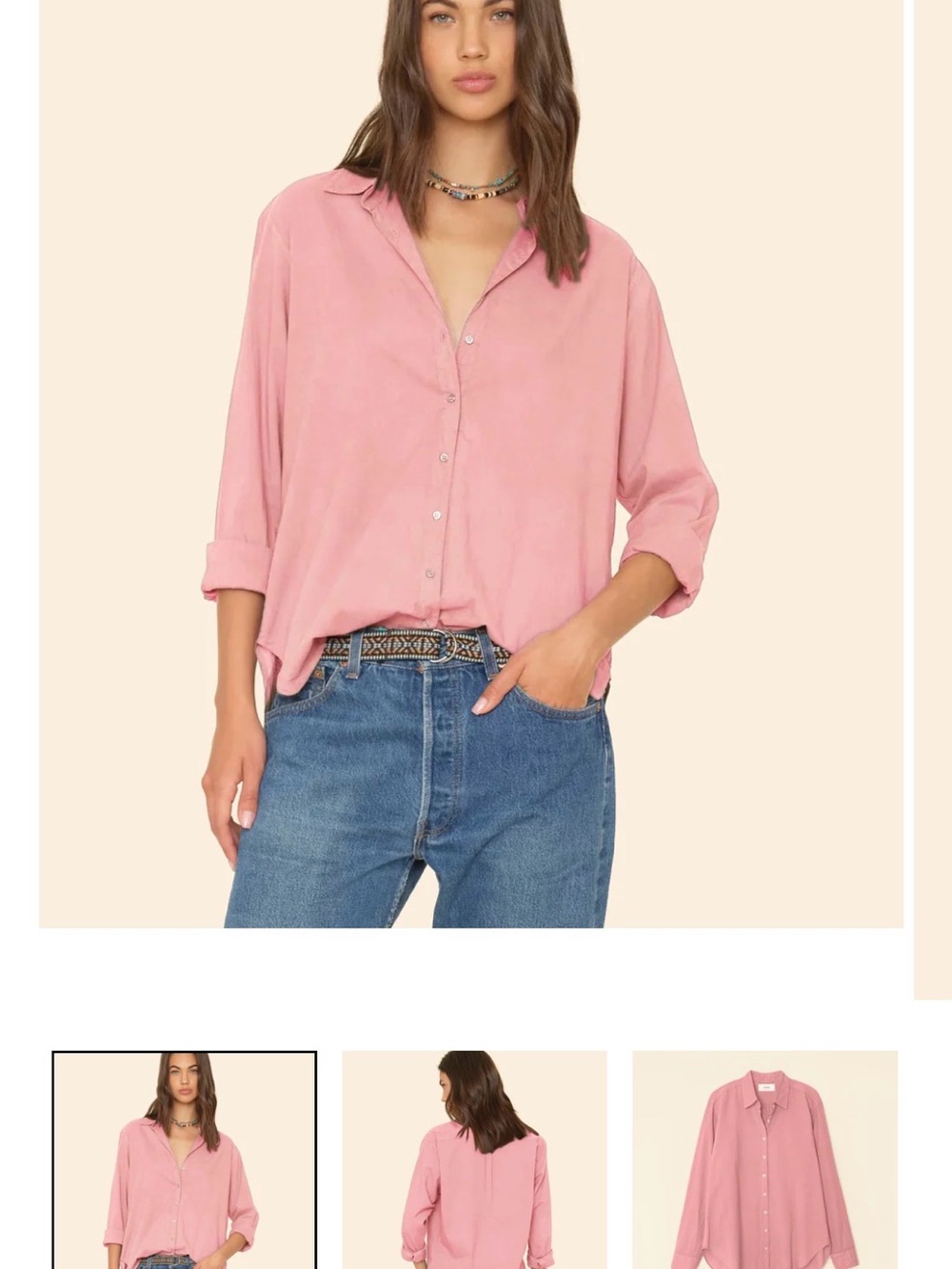 Relaxed Pink Button-Down Shirt Top